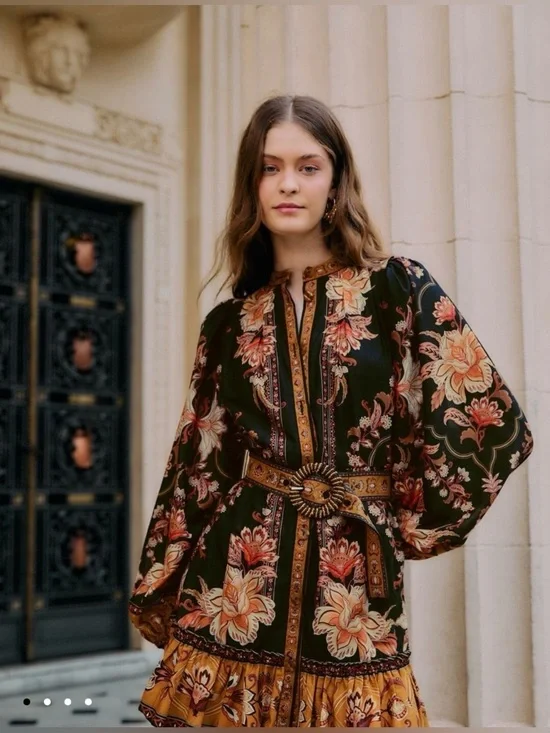 FARM Rio Majestic Garden Black Floral Belted Mini Dress, NWT 🇧🇷 - Picture 6 of 16